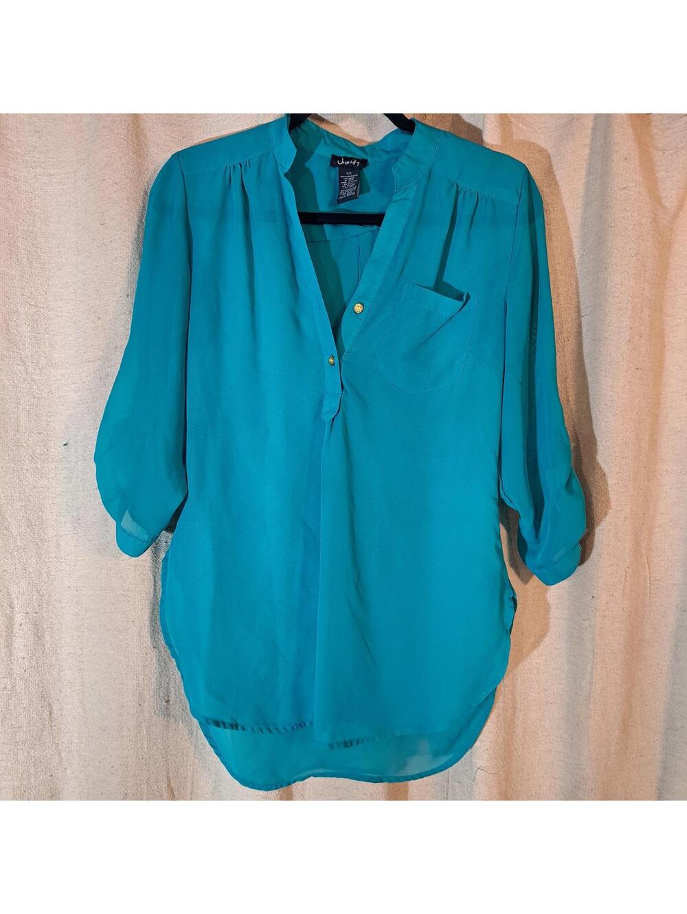 Justify Sheer Turquoise Blouse Size S/C